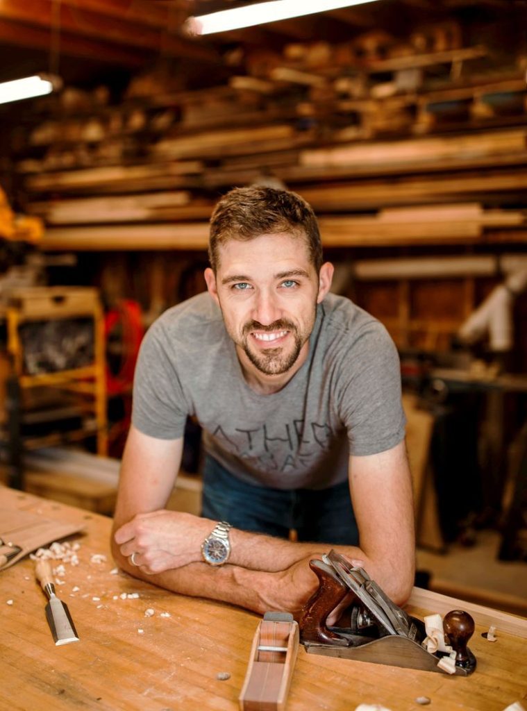 Matthew in his workspace