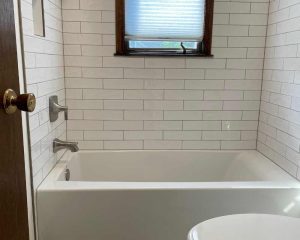 Bathtub in bathroom