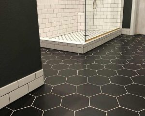 Tiled floor of a bathroom